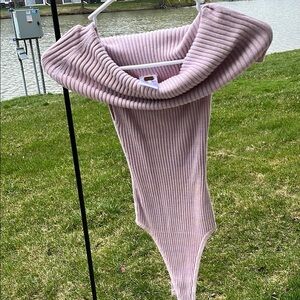 Free People Ribbed Bodysuit in Light Pink